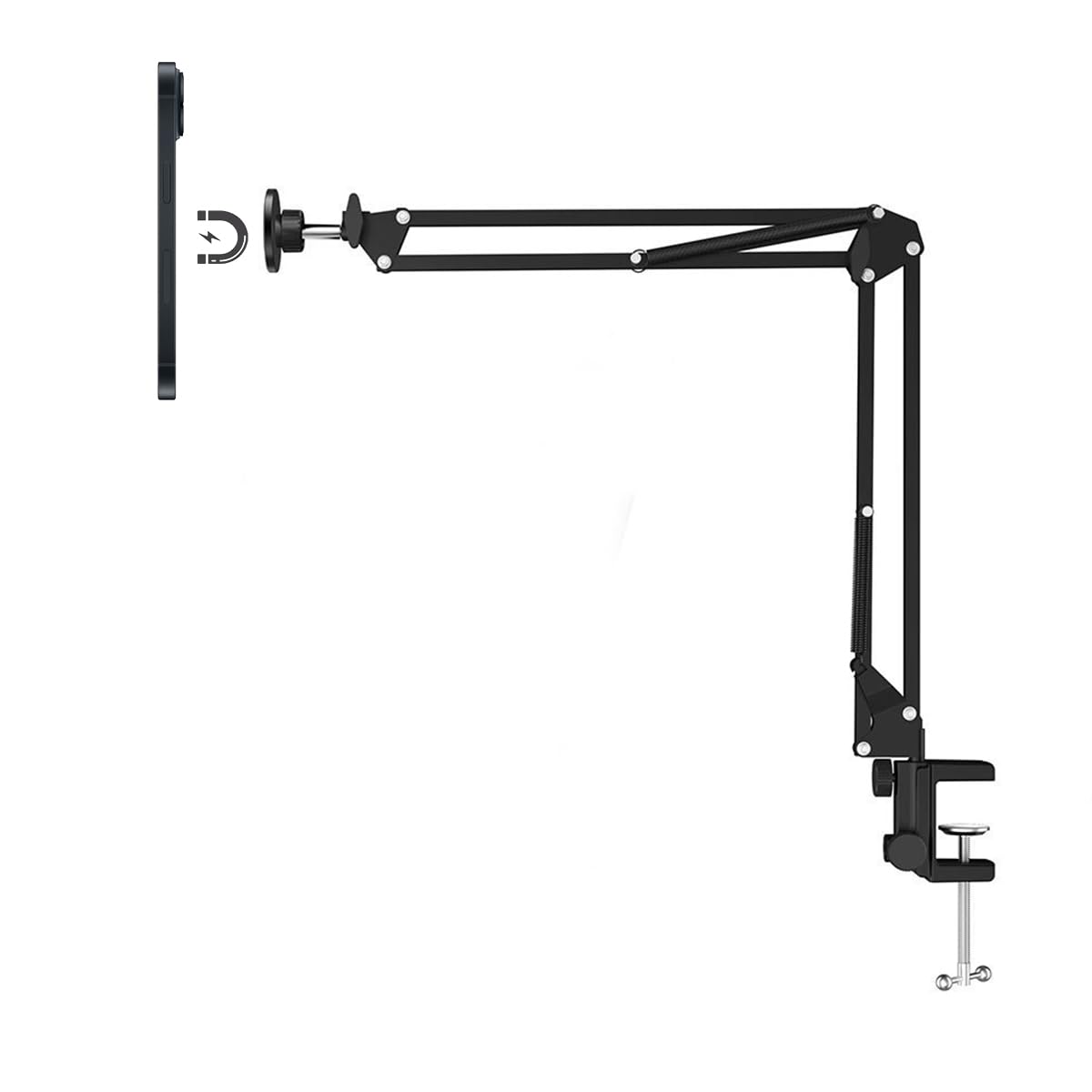 ZORBES Table Phone Holder Stand Strong Magnet Long Arm Phone Holder 360° Rotatable Phone Holder Screw Mounted Phone Holder for Table, Bed Metal Phone Holder Rack for Livestream, Facetime ZORBES Table Phone Holder Stand Strong Magnet Long Arm Phone Holder 360° Rotatable Phone Holder Screw Mounted Phone Holder for Table, Bed Metal Phone Holder Rack for Livestream, Facetime